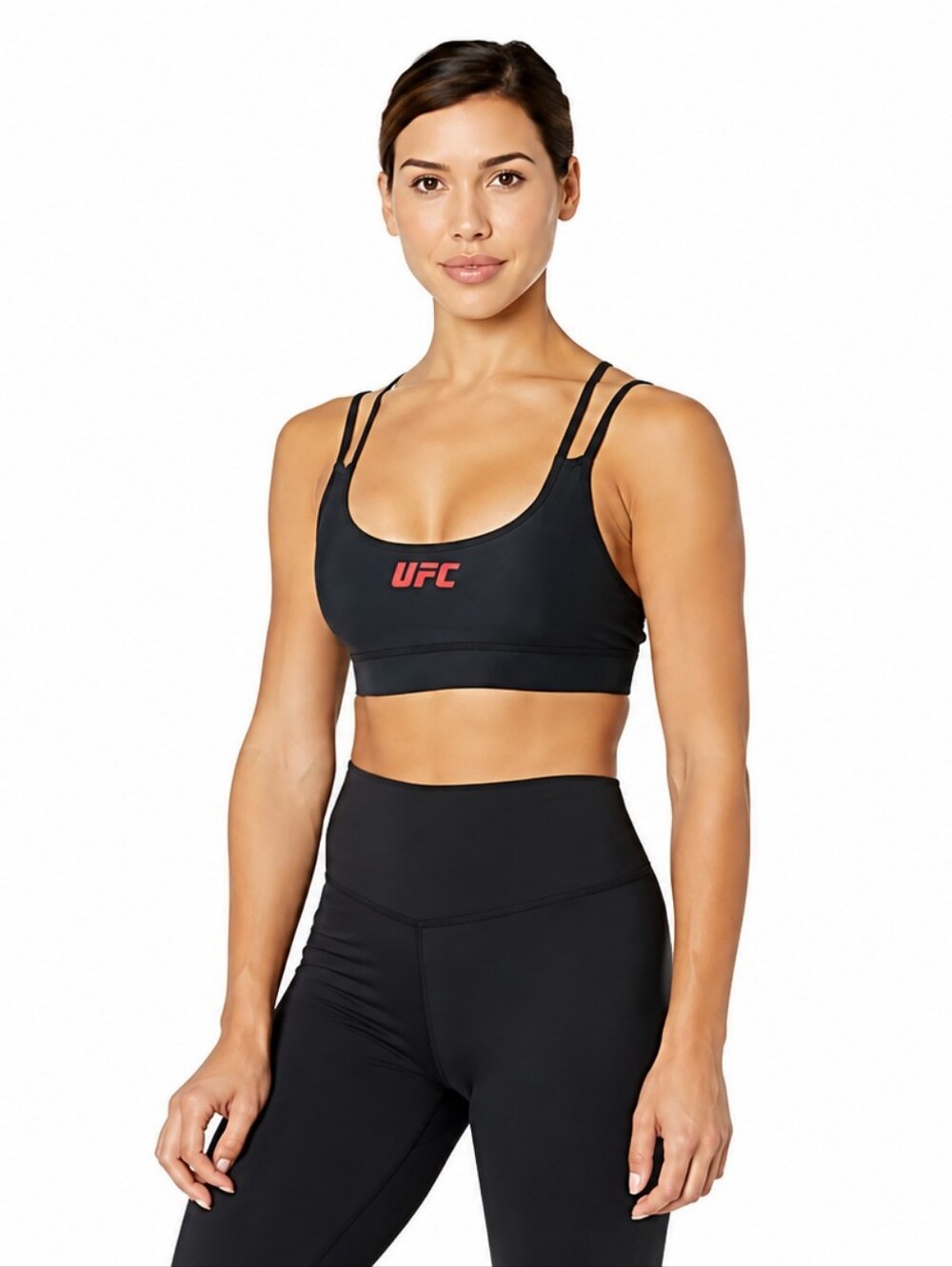 UFC Womens Strappy Black Sports Bra Size L Martial Arts Gym Running Padded